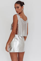 Breakdance Metal Mesh Top Silver
