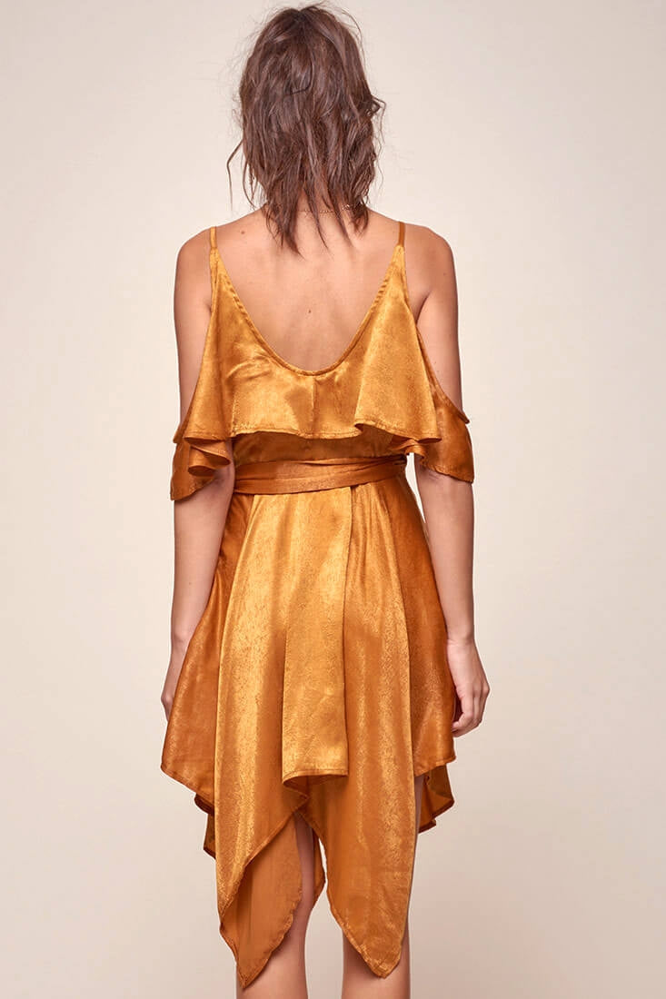 Darby Manhattan Off The Shoulder Dress Tan