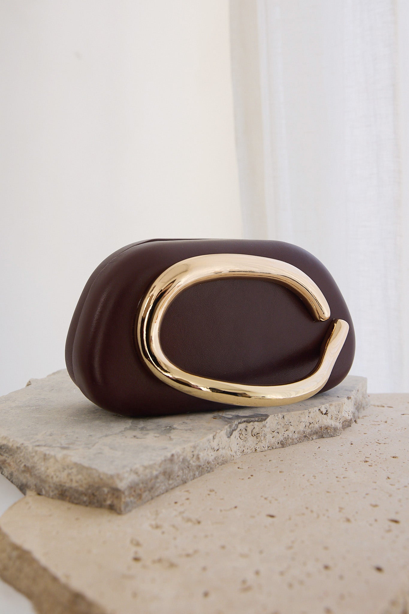 Amarita Gold Handle Clutch Wine