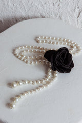 Coco Rose Accent Pearl Belt Black