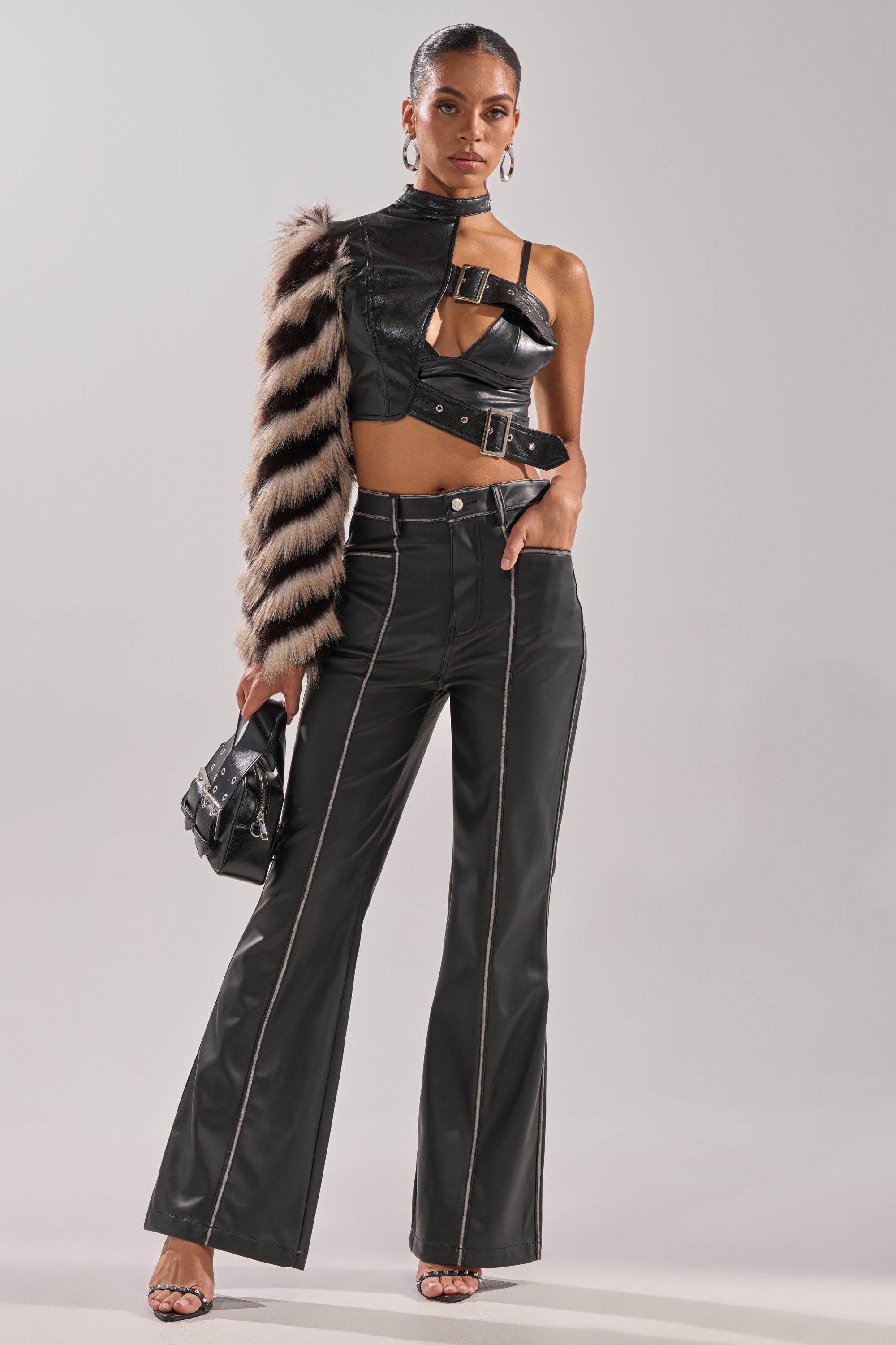 HIGH AND LOW FUR BLOUSE