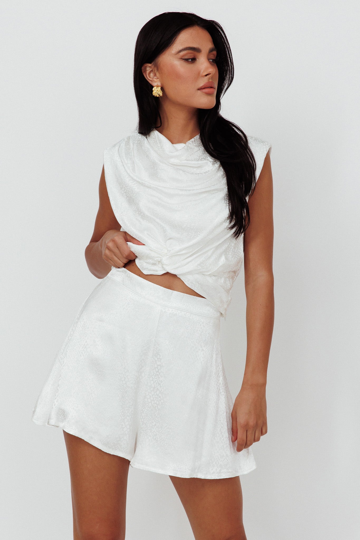 Cruising Twist Waist Top White