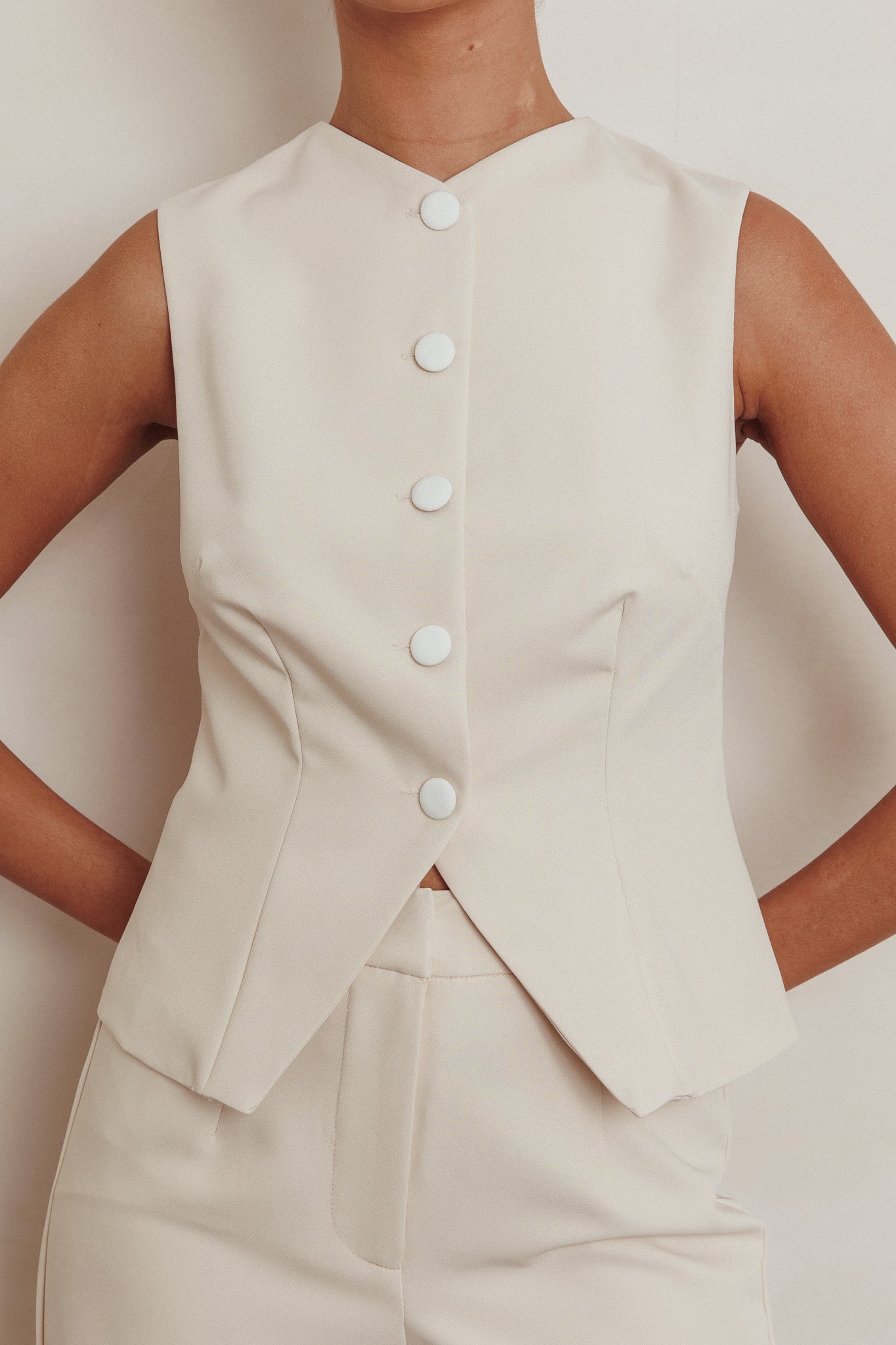 Consideration Sleeveless Vest Top Beige