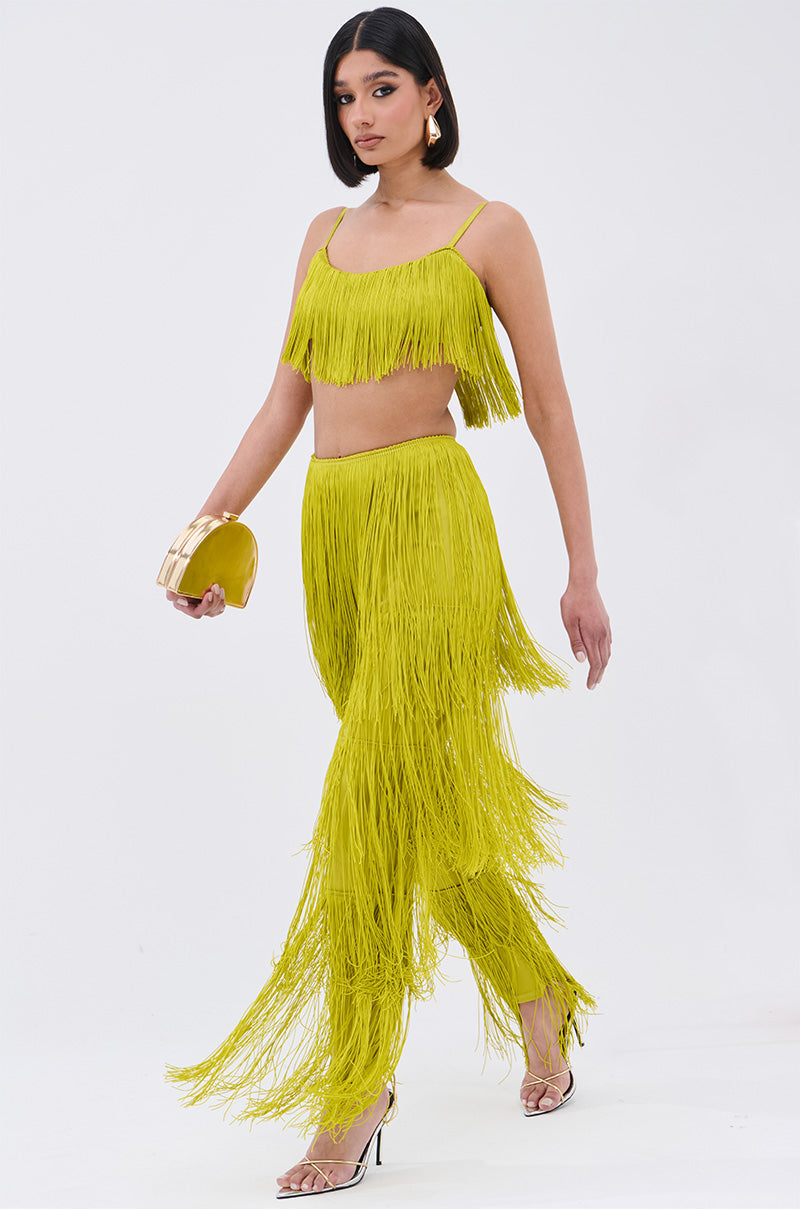 OH SO FRINGE TOP IN GREEN