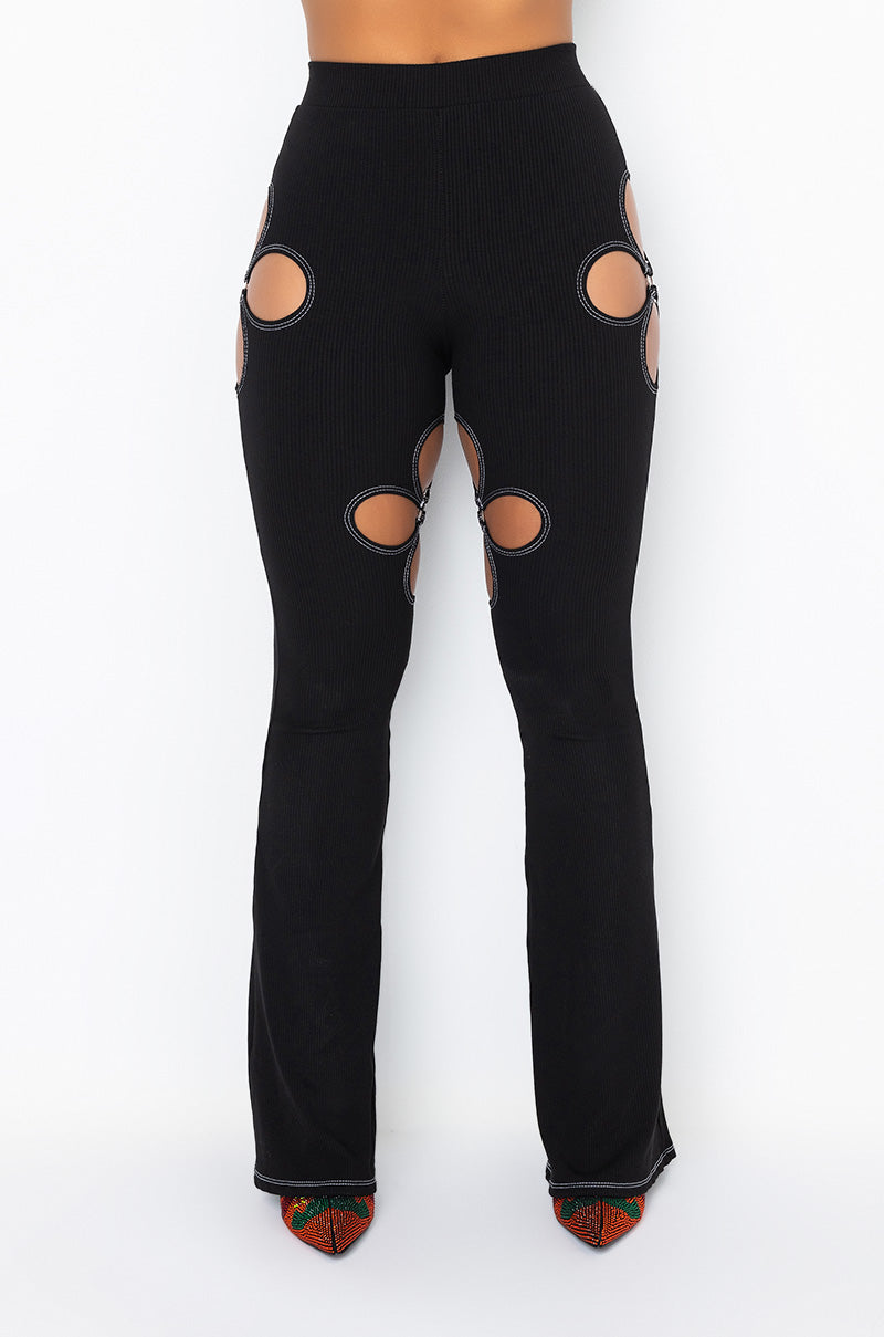 KYLIE CUT OUT RIBBED PANT