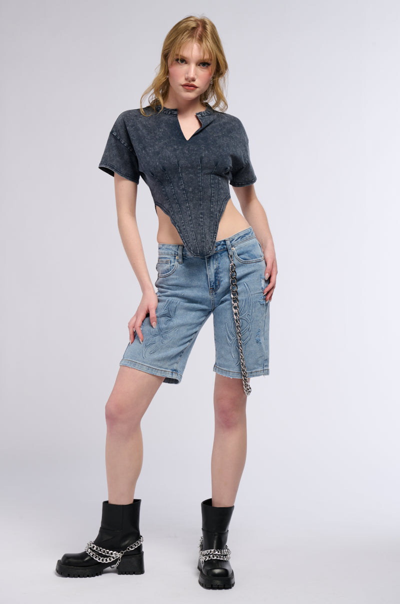 SEIZE THE DAY SHORT SLEEVE CORSET T-SHIRT